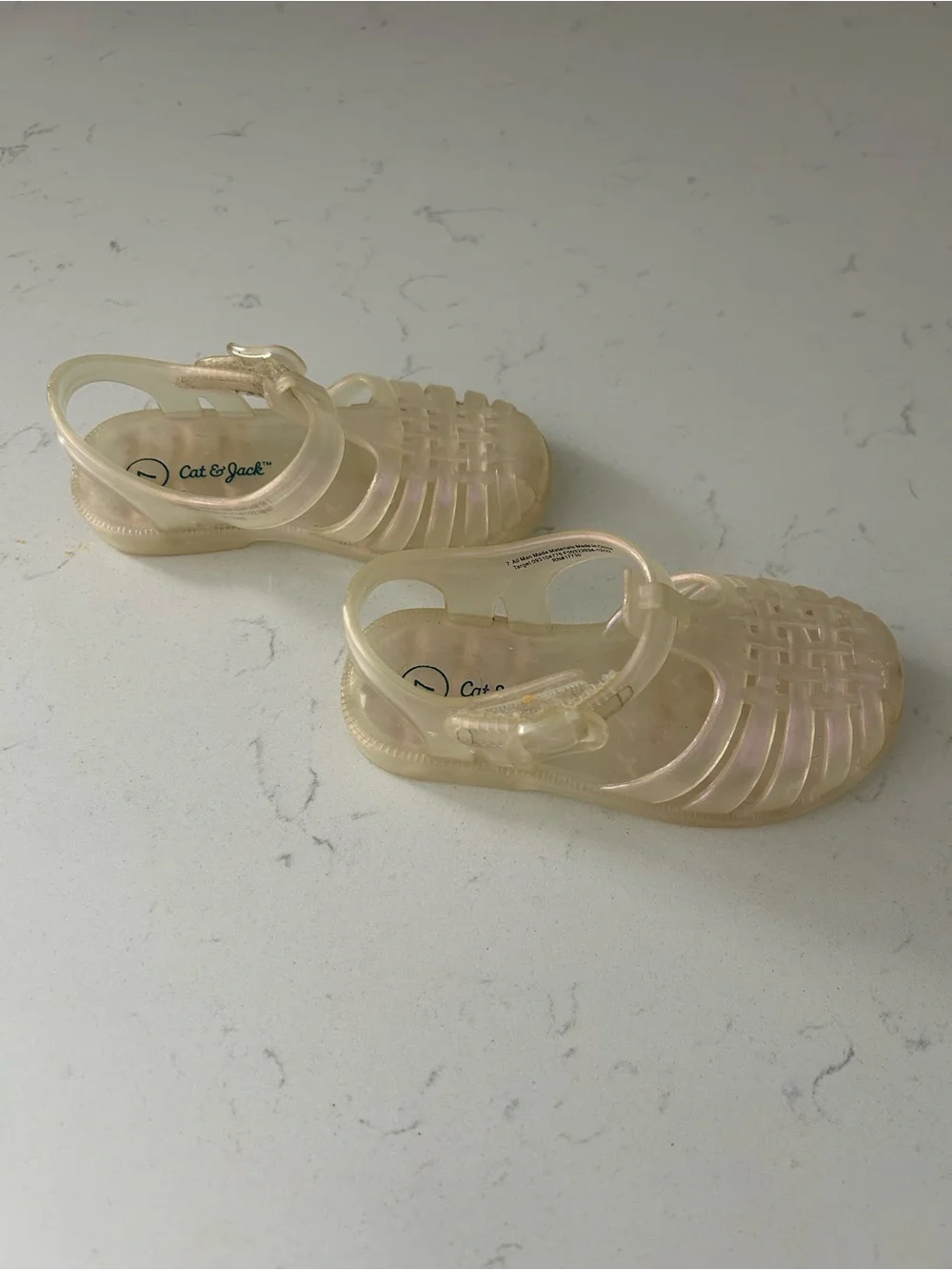 Cat & Jack Iridescent Cream Jelly Sandals for Kids